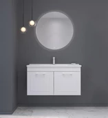 Orka Limpo 80 cm Mat Beyaz Kapaklı Banyo Dolabı Takımı thumbnail 1