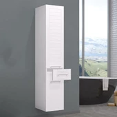 Orka Perge 35 cm Beyaz Raflı Banyo Boy Çamaşır Dolabı - 2