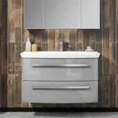 Orka Urla 110 cm Parlak Gri Banyo Dolabı Takımı thumbnail 2