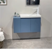 Orka Ferla 80 cm Mavi Banyo Dolabı Alt Modül ve Lavabo thumbnail 1