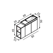 Orka Ferla 80 cm Mavi Banyo Dolabı Alt Modül ve Lavabo thumbnail 5