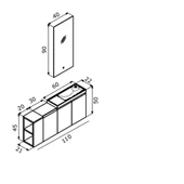 Orka Ferla 110 cm Mat Gri Banyo Dolabı Takımı thumbnail 3