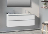Orka Terme 120 cm Beyaz Çekmeceli Banyo Dolabı Alt Modül ve Lavabo - 1