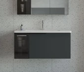 Orka Pure 80 cm Antrasit Banyo Dolabı Alt Modül ve Lavabo - 1