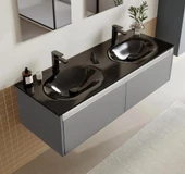 Orka Lisbon 130 cm Gri Banyo Dolabı Alt Modül ve Lavabo thumbnail 2