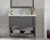 Orka Bastle 80 cm Gri Banyo Dolabı Alt Modül ve Lavabo thumbnail 1