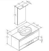 Orka Knidos 90 cm Navaro Ledli Ayna Banyo Dolabı Takımı thumbnail 5