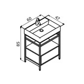 Orka Vegas 60 cm Antrasit Banyo Dolabı Alt Modül ve Lavabo thumbnail 5