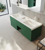 Orka Milano 140 cm Yeşil Banyo Dolabı Alt Modül ve Lavabo thumbnail 1