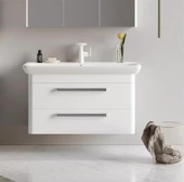 Orka Rose 95 cm Parlak Beyaz Banyo Dolabı Alt Modül ve Lavabo thumbnail 1