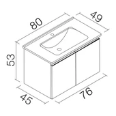 Orka Terme 80 cm Siyah Banyo Dolabı Alt Modül ve Lavabo thumbnail 3