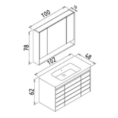Orka Ricato 100 cm Kiraz Banyo Dolabı Alt Modül ve Lavabo thumbnail 3