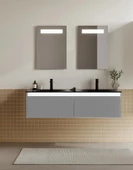 Orka Lisbon 130 cm Mat Gri Banyo Dolabı Takımı thumbnail 1