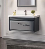 Orka Design 85 cm Antrasit Banyo Dolabı Alt Modül ve Lavabo thumbnail 1