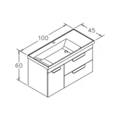 Orka Nova 100 cm Ceviz Banyo Dolabı Alt Modül ve Lavabo thumbnail 4