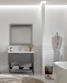 Orka Bastle 100 cm Gri Banyo Dolabı Alt Modül ve Lavabo - 3