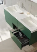 Orka Milano 140 cm Yeşil Banyo Dolabı Alt Modül ve Lavabo thumbnail 2