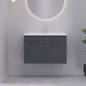 Orka Limpo 80 cm Antrasit Kapaklı Dolabı Alt Modül ve Lavabo - 1