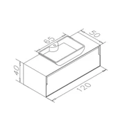 Orka Craft 120 cm Beyaz Antrasit Banyo Dolabı Alt Modül ve Lavabo - 5
