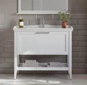 Orka Bastle 80 cm Beyaz Banyo Dolabı Alt Modül ve Lavabo thumbnail 1