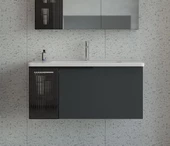 Orka Pure 100 cm Antrasit Banyo Dolabı Alt Modül ve Lavabo thumbnail 1