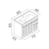 Orka Perge 85 cm Beyaz Lake Banyo Dolabı Alt Modül ve Lavabo - 6