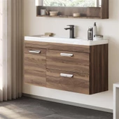 Orka Nova 100 cm Ceviz Banyo Dolabı Alt Modül ve Lavabo thumbnail 1