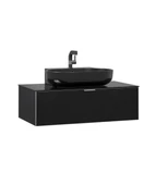 Orka Yalıköy 90 cm Parlak Siyah Banyo Dolabı Alt Modül ve Lavabo thumbnail 2