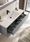 Orka Nest 121 cm Mat Gri Banyo Dolabı Alt Modül ve Lavabo - 1