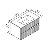 Orka Moonlight 90 cm Vizon Banyo Dolabı Alt Modül ve Lavabo - 6