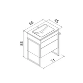 Orka Trio 65 cm Beyaz Havluluklu Banyo Dolabı Alt Modül ve Lavabo thumbnail 2