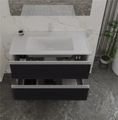 Orka Terme 100 cm Siyah Çekmeceli Banyo Dolabı Alt Modül ve Lavabo - 1