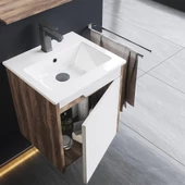 Orka Brick 45 cm Tesbih Ceviz Banyo Dolabı Alt Modül ve Lavabo - 2
