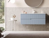 Orka Moonlight 90 cm Mavi Banyo Dolabı Alt Modül ve Lavabo - 1