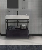 Orka Vegas 60 cm Antrasit Banyo Dolabı Alt Modül ve Lavabo thumbnail 1