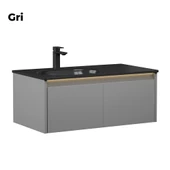 Orka Lisbon 90 cm Gri Banyo Dolabı Alt Modül ve Lavabo thumbnail 2