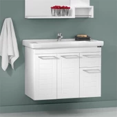 Orka Perge 85 cm Beyaz Lake Banyo Dolabı Alt Modül ve Lavabo - 1