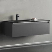 Orka Lisbon 110 cm Antrasit Banyo Dolabı Alt Modül ve Lavabo - 1