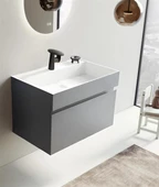 Orka Lusso 80 cm Gri Banyo Dolabı Alt Modül ve Lavabo - 1