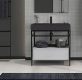 Orka Vegas 80 cm Beyaz Banyo Dolabı Alt Modül ve Lavabo thumbnail 1