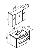 Orka Urla 110 cm Parlak Antrasit Banyo Dolabı Takımı thumbnail 3