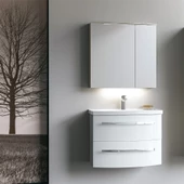 Orka Urla 70 cm Parlak Beyaz Banyo Dolabı Takımı thumbnail 1