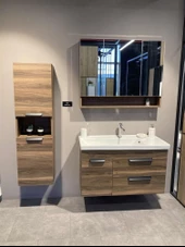 Orka Nova 100 cm Ceviz Banyo Dolabı Takımı thumbnail 1