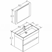 Orka Malta 80 cm Mat Gri Banyo Dolabı Takımı thumbnail 3