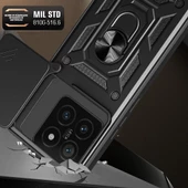 Xiaomi 14T Pro Kılıf Magnetik Standlı Kamera Korumalı Zore Sürgülü Vega Kapak - 3