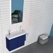 Orka Ferla 60 cm Mat Mavi Banyo Dolabı Takımı thumbnail 1