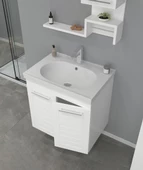 Orka Perge 65 cm Parlak Beyaz Lake Banyo Dolabı Takımı thumbnail 3