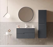 Orka Moonlight 90 cm Mat Antrasit Banyo Dolabı Takımı thumbnail 2