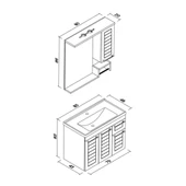 Orka Perge 85 cm Parlak Beyaz Lake Banyo Dolabı Takımı - 7