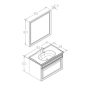 Orka Design 85 cm Mat Antrasit Banyo Dolabı Takımı thumbnail 5